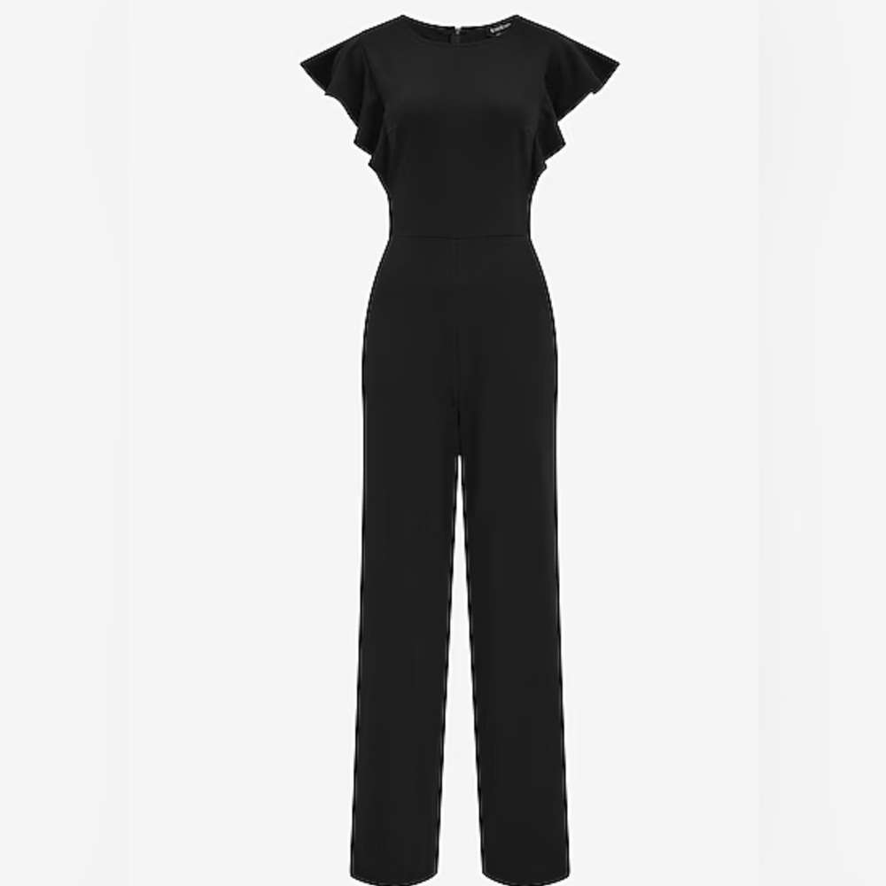 Express Black Ruffle Sleeve Jumpsuit